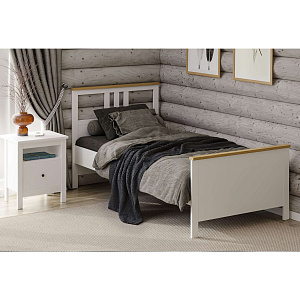 Кровать одинарная САГА 90х200, белая/ясень (2.08.04.210.14 RU)