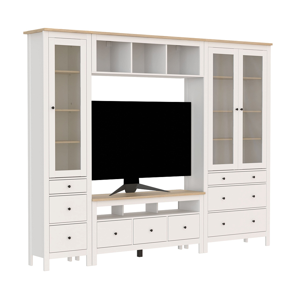 Полка навесная Сага 3 секции белая/ясень (2.08.17.150.20 RU)